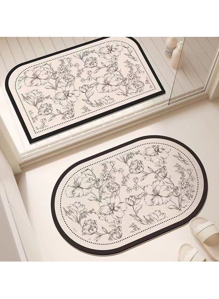 أوليس فيرس  المجموعة المزدوجة من سجاد الحمام المصنوع من الدياتومايت المضاد للانزلاق مقاس 60×40 سم - فائق الامتصاص وسريع الجفاف، قابل للغسيل في الغسالة ومتين، مناسب للاستحمام والبانيو والمرحاض - Image 1