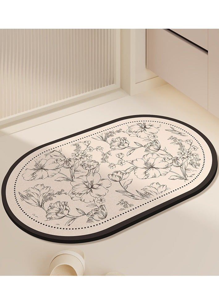 أوليس فيرس  المجموعة المزدوجة من سجاد الحمام المصنوع من الدياتومايت المضاد للانزلاق مقاس 60×40 سم - فائق الامتصاص وسريع الجفاف، قابل للغسيل في الغسالة ومتين، مناسب للاستحمام والبانيو والمرحاض - Image 3