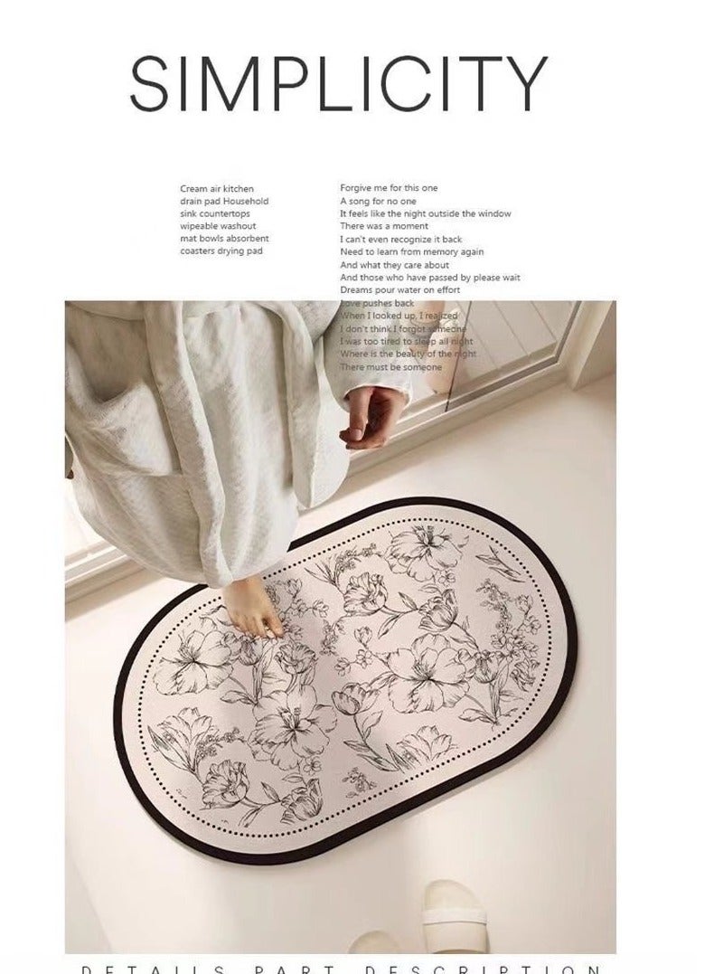 أوليس فيرس  المجموعة المزدوجة من سجاد الحمام المصنوع من الدياتومايت المضاد للانزلاق مقاس 60×40 سم - فائق الامتصاص وسريع الجفاف، قابل للغسيل في الغسالة ومتين، مناسب للاستحمام والبانيو والمرحاض - Image 5