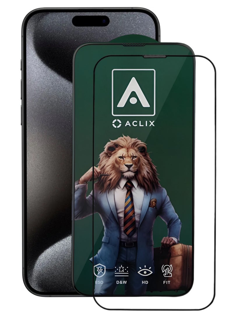 ACLIX Antistatic ESD Dustproof Premium Quality High Definition Tempered Glass Screen Protector Designed For  iPhone 15 Pro Max - Image 1