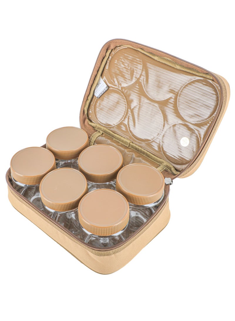 الغافة شنطة علب بهارات ,عدد 6قطع  , سعة 300 ملي, لون كاكي , من  الغافة - Image 1