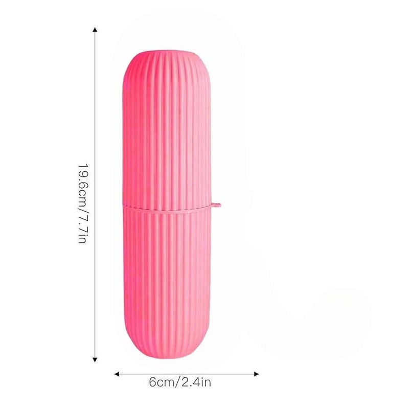 Toothbrush Travel Case, Ribbed Design, Pink and Blue, Set of 2 - Image 2