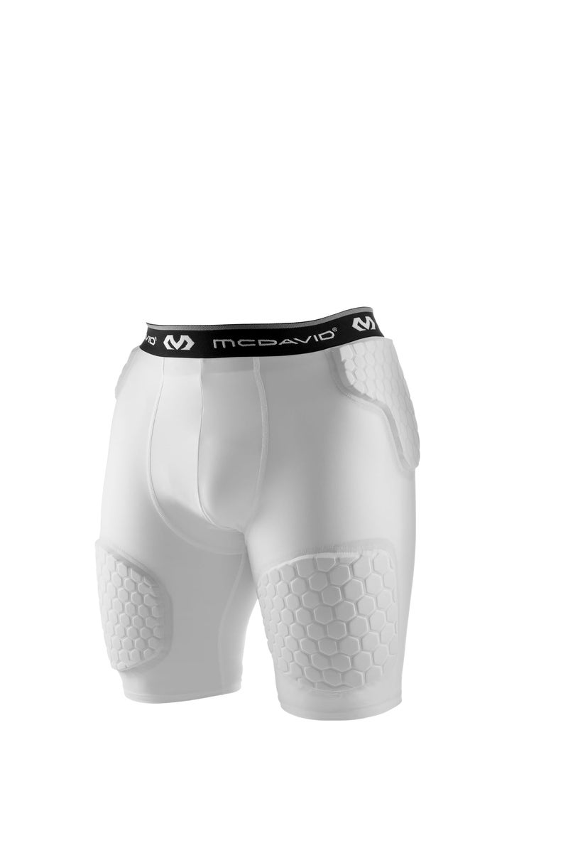 McDavid Men's Compression Shorts with HEX Pads Dual-Density Thudd Tights with Hip, Tailbone, Thigh Padding for Men's Compression Shorts with Cup Pocket White - Image 3