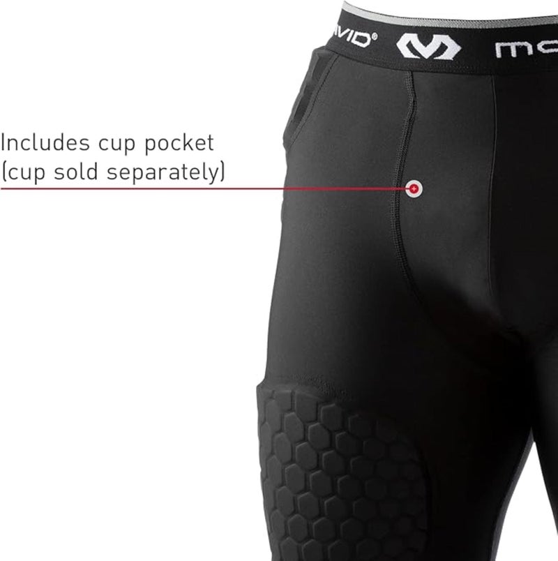 McDavid Men's Compression Shorts with HEX Pads Dual-Density Thudd Tights with Hip, Tailbone, Thigh Padding for Men's Compression Shorts with Cup Pocket White - Image 4
