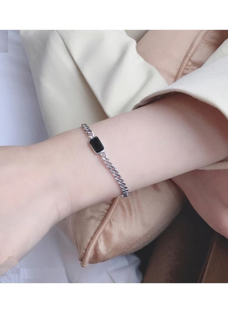 Vitalia - 925 sterling silver bracelet with black stone - Image 1