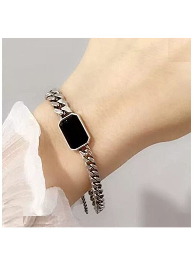 Vitalia - 925 sterling silver bracelet with black stone - Image 1