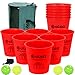 Olsa Giant Pong Yard Games Yard Pong Outdoor Game for Adults and Family Toss Backyard Lawn Games with 12 Buckets Balls Strength Carrying Bag for Beach Camping Backyard PartyRed - Image 2