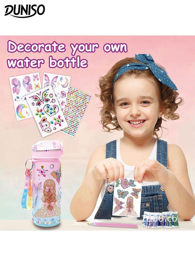 DUNISO Decorate Your Own Water Bottle Kit Gem Diamond Painting Arts and Crafts Toys Gifts for Ages 3+ Fun Diamond Painting Art Gem Stickers Craft Girls Water Bottle Arts Crafts for Girls - Image 1