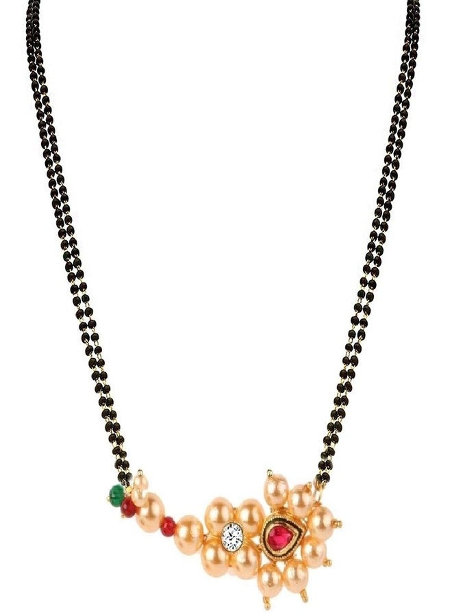 VAMA Fashions Mangal Sutra Traditional Jewellery Black Beads Kolhapuri Saaj Maharashtrian Thushi Mangalsutra Pendant Chain Necklace for Women & Girls - Image 1