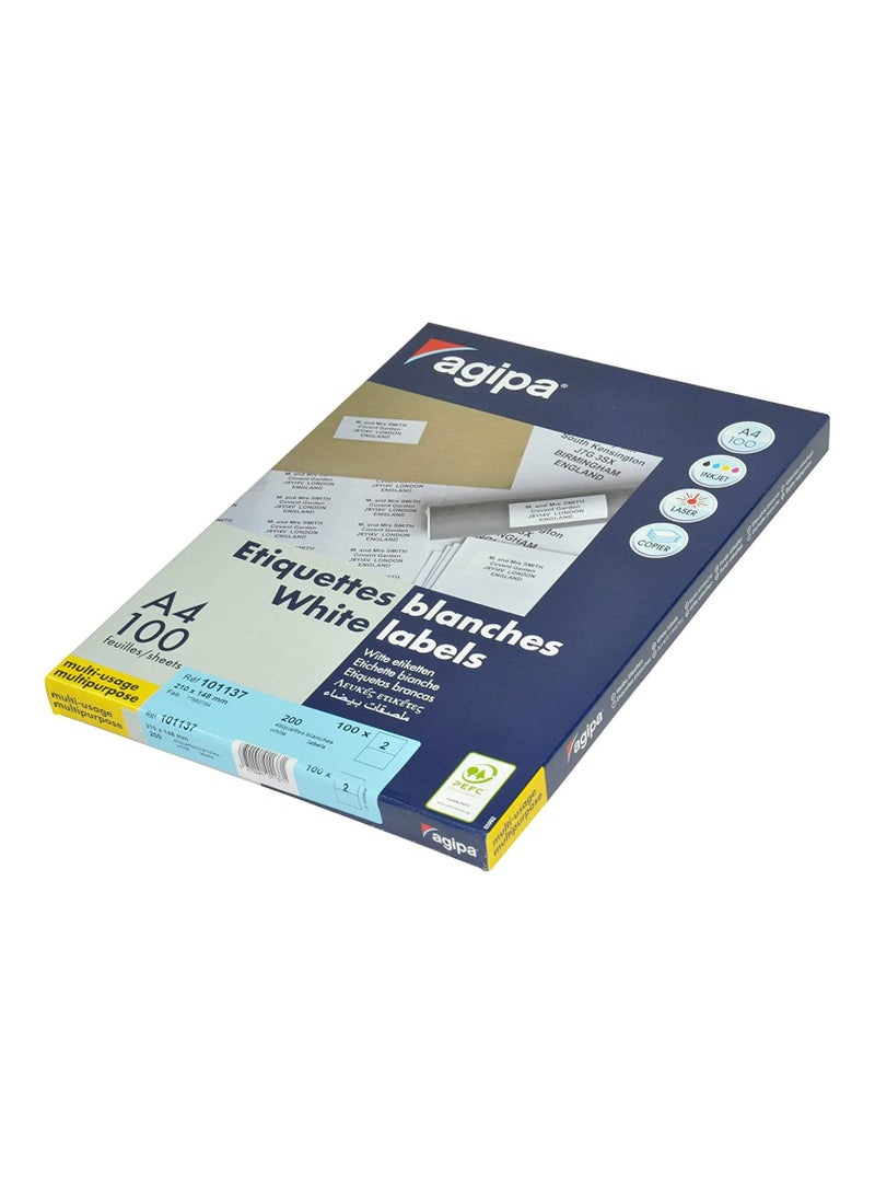 Agipa 100-Sheet Multipurpose Label White - APLA101137 - Image 1