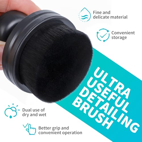 IPELY Tire Shine Brush, Tire Dressing Brush with Storage Base, High Density Bristles Tire Shine Applicator Brush for Auto Detailing - Image 5