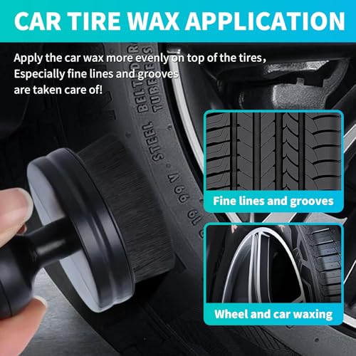 IPELY Tire Shine Brush, Tire Dressing Brush with Storage Base, High Density Bristles Tire Shine Applicator Brush for Auto Detailing - Image 2