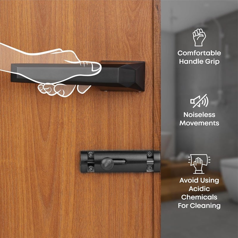 LAPO LAPO Door Locks for Bathroom Door Lock Balcony Store Room Door Lock Mortise Keyless Handlesets with Brass Baby Latch for HomeOfficeHotel Black Finish 3 Years Warranty Ro125  - Image 3