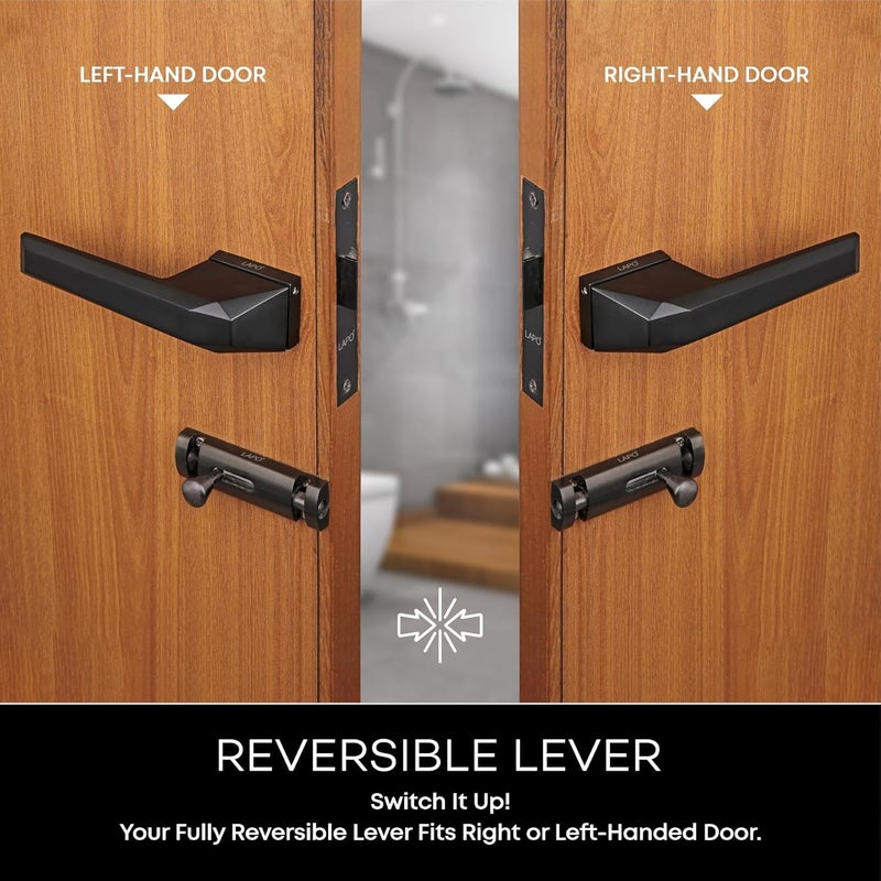 LAPO LAPO Door Locks for Bathroom Door Lock Balcony Store Room Door Lock Mortise Keyless Handlesets with Brass Baby Latch for HomeOfficeHotel Black Finish 3 Years Warranty Ro125  - Image 5