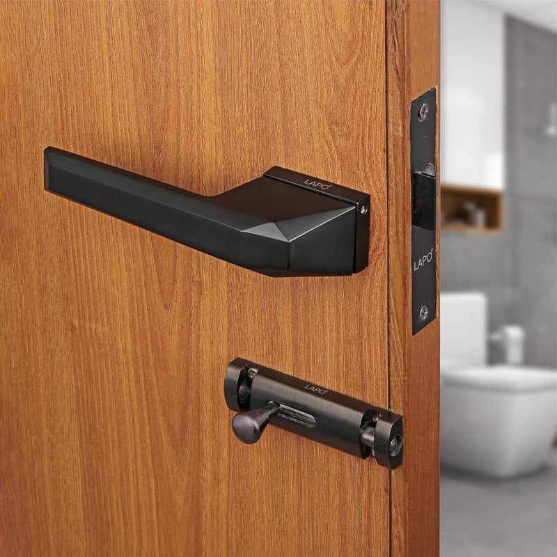 LAPO LAPO Door Locks for Bathroom Door Lock Balcony Store Room Door Lock Mortise Keyless Handlesets with Brass Baby Latch for HomeOfficeHotel Black Finish 3 Years Warranty Ro125  - Image 1