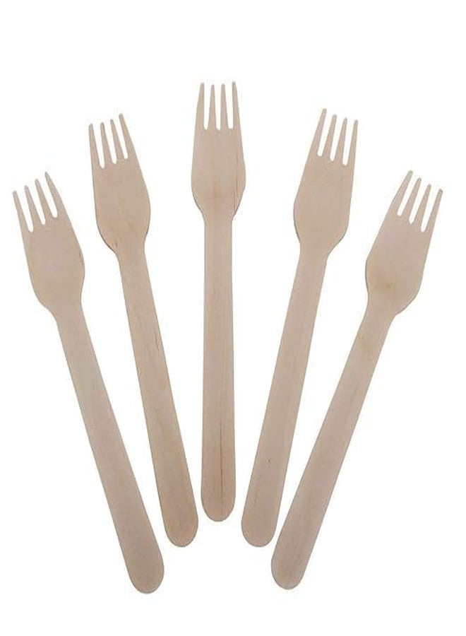 [160mm, 100 Pack] Disposable Forks | Wooden Dining Flatware | Ideal for Kids Birthday, Wedding & Party (100) s41