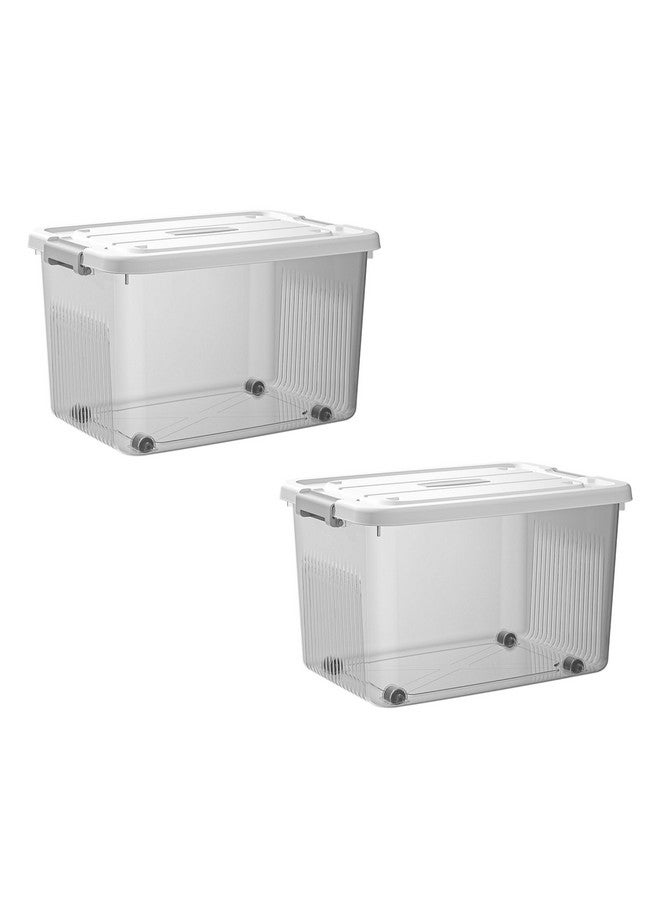 HoopVool Clear Storage Container Box, Stackable Storage Bin with Lid, Plastic Container with Heavy Duty Latches to Organize, White Lid. (PACK OF - 2, No.5-20 X 14.5 X 12 INCH) - Image 1