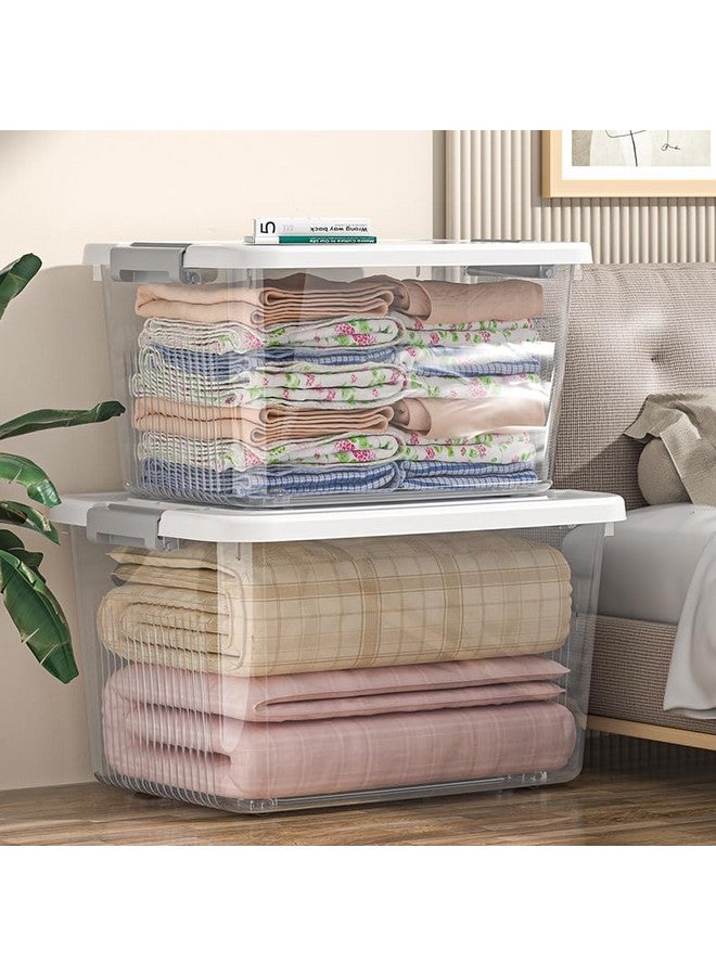 HoopVool Clear Storage Container Box, Stackable Storage Bin with Lid, Plastic Container with Heavy Duty Latches to Organize, White Lid. (PACK OF - 2, No.5-20 X 14.5 X 12 INCH) - Image 4