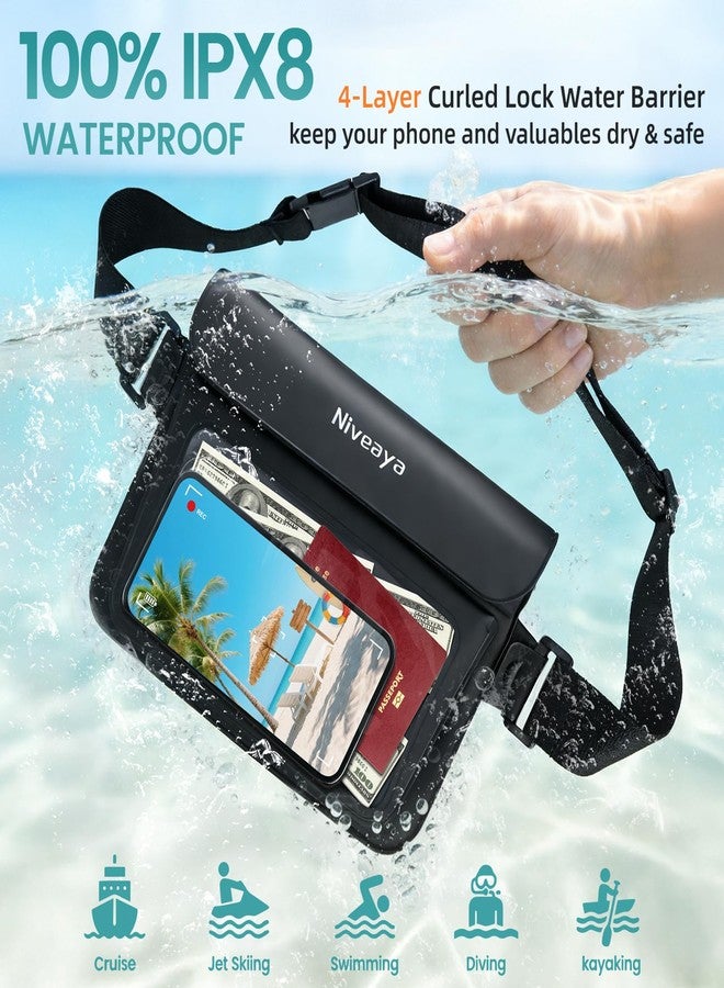 Niveaya 2 Pack Waterproof Fanny Pack for Women Men, IPX8 Waterproof Pouch Dry Belt Bag for Beach, Kayaking, Swimming, Double Space Touchscreen & Photography,Boat Travel Essentials - Image 2