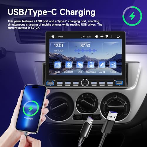 SIXWIN Wireless Apple CarPlay Single Din Car Stereo Bluetooth 7 Inch Touch Screen Android Auto with Bluetooth FM 7 Color Lights EQ Oline Video for Truck & Jeep - Image 3