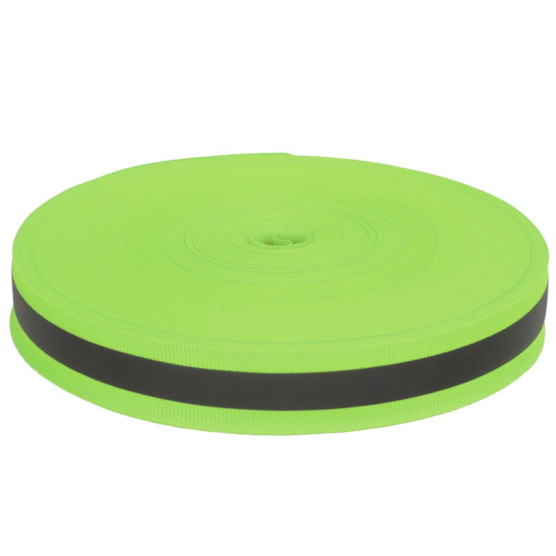 High Visibility Reflective Ribbon 1 Inch Fluorescent Green Nylon Webbing Weatherproof for Night Safety - Durable Sewing Tape for Outdoor Sports Enthusiasts DIY Pet Projects - Image 1
