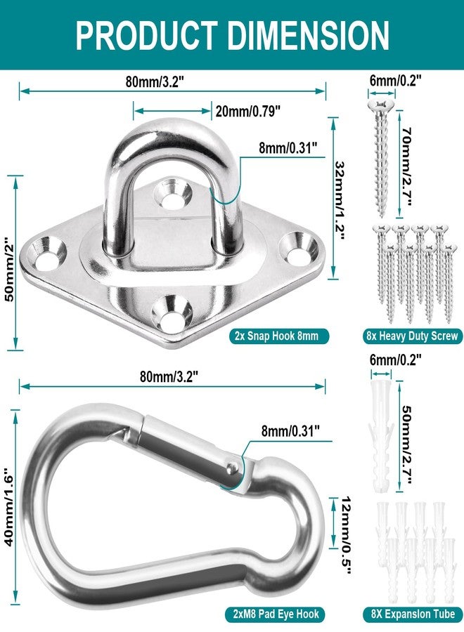 CZXNBI Heavy Duty Hammock Hanging kit - 1000 lb Capacity Swing Hooks, Ceiling Hooks for Wall/Ceiling Mount, Indoor & Outdoor - Stainless Steel (Medium) - Image 3
