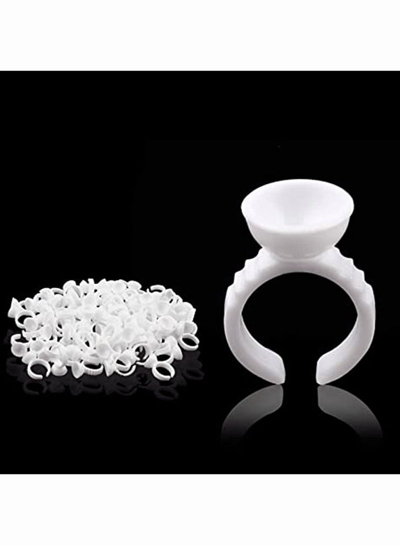 Generic 200 Pcs Glue Rings For Eyelash Extensions Cups Disposable Holder Plastic Ink ment Ring Adhesive Makeup Palette Extension Nail Art  - Image 1