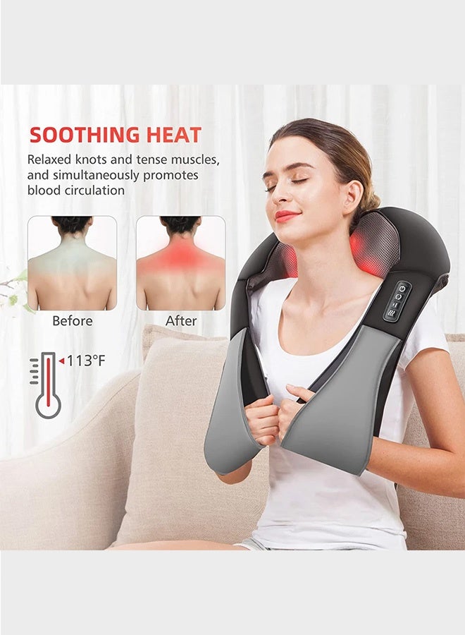 HaHaHai Neck Shoulder Massager Shawl with Heat, Shiatsu Neck Shoulder Massager Shawl, 4 Button Electric Massage Shawl, Corded UK Plug Massager for Home, Office and Car, Grey Black - Image 2