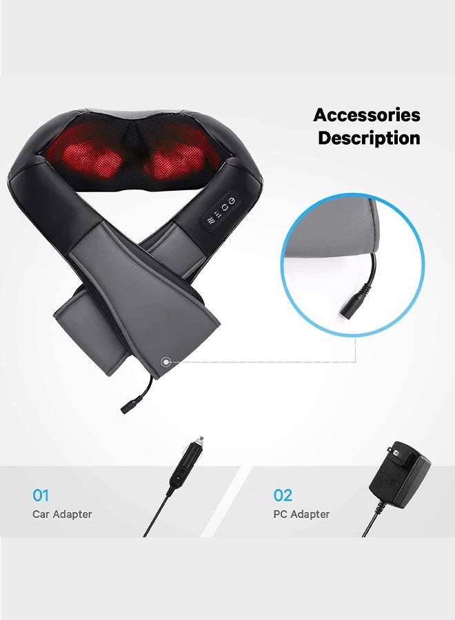 HaHaHai Neck Shoulder Massager Shawl with Heat, Shiatsu Neck Shoulder Massager Shawl, 4 Button Electric Massage Shawl, Corded UK Plug Massager for Home, Office and Car, Grey Black - Image 5