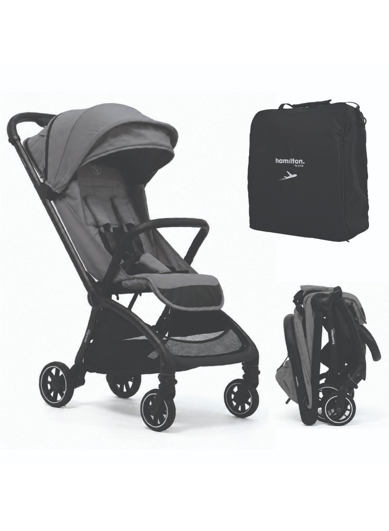 Hamilton by Yoop Traveller Basic Baby Stroller – Grey | MagicFold 2.0 Auto-Fold | Lightweight 7.5 kg | UPF 50+ Canopy | Travel Bag Included - Image 1