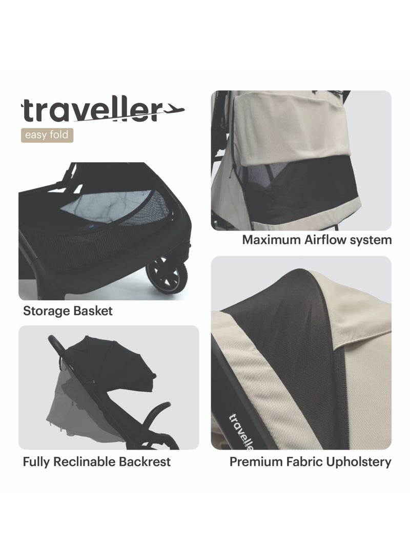 Hamilton by Yoop Traveller Basic Baby Stroller – Grey | MagicFold 2.0 Auto-Fold | Lightweight 7.5 kg | UPF 50+ Canopy | Travel Bag Included - Image 4