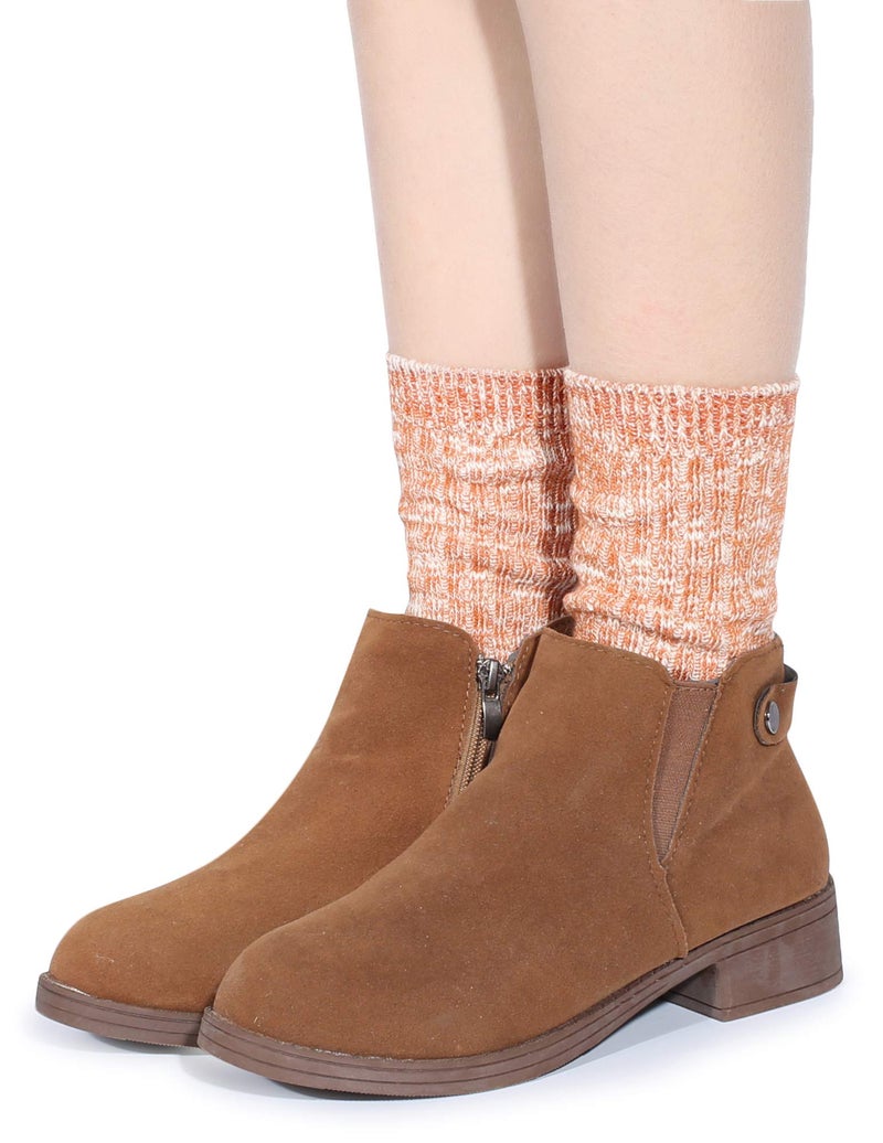 Leotruny Women's Slouch Vintage Knit Cotton Boot Socks (Marled Color- 5 Pairs) - Image 3
