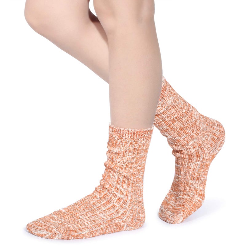 Leotruny Women's Slouch Vintage Knit Cotton Boot Socks (Marled Color- 5 Pairs) - Image 2