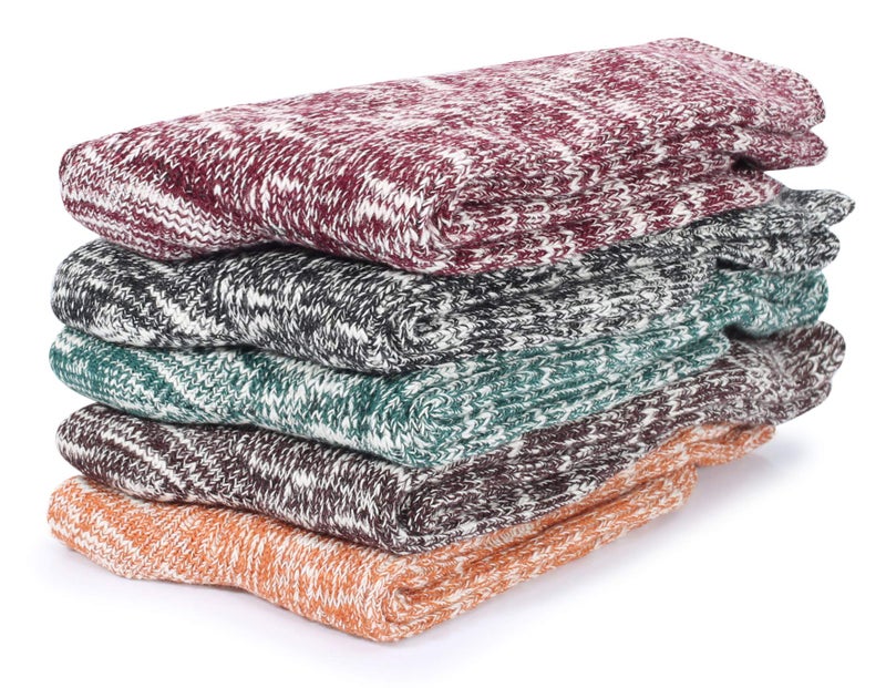 Leotruny Women's Slouch Vintage Knit Cotton Boot Socks (Marled Color- 5 Pairs) - Image 4