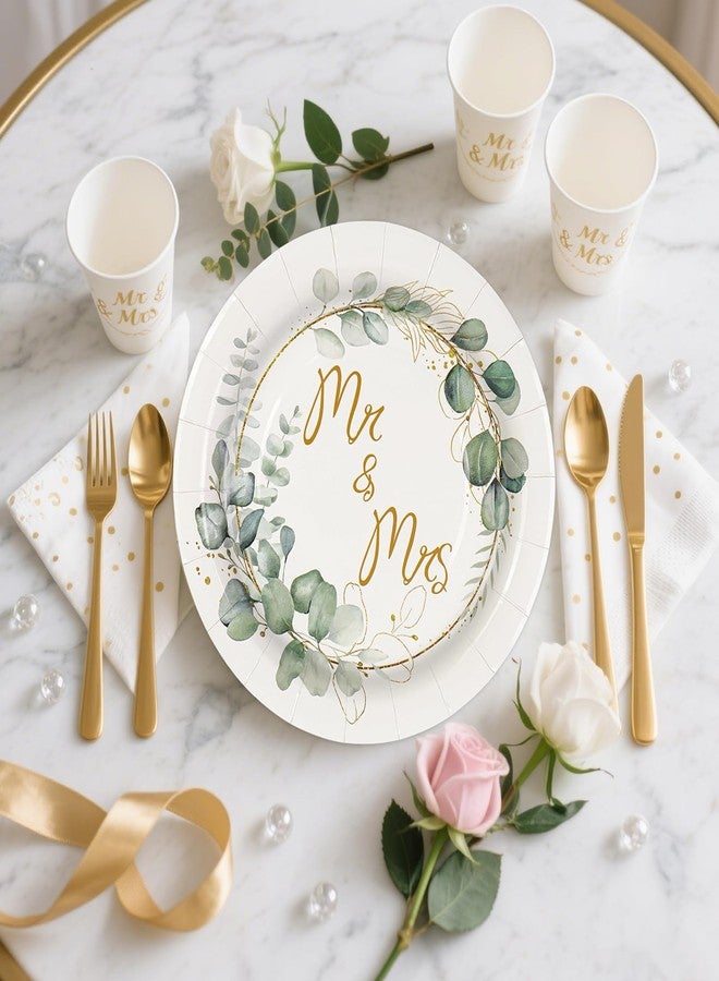 BOKFJBP 50pcs Party Plates- 7in Round Disposable Paper Plates Dinner Dessert Tableware Decorations for Spring Party Home Brunch Dinner (Mrs, 7in) - Image 4
