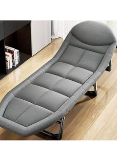 Generic Premium Folding Bed Senior, Single Bed Sized Office Lounge Chair and Bed for Nap, Portable and Accompanying Simple Military Bed Design Measuring 200x64x32cm in Light Gray, Ideal for Office or Home Use  - Image 1