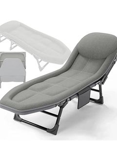 Generic Premium Folding Bed Senior, Single Bed Sized Office Lounge Chair and Bed for Nap, Portable and Accompanying Simple Military Bed Design Measuring 200x64x32cm in Light Gray, Ideal for Office or Home Use  - Image 3