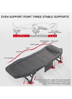 Generic Premium Folding Bed Senior, Single Bed Sized Office Lounge Chair and Bed for Nap, Portable and Accompanying Simple Military Bed Design Measuring 200x64x32cm in Light Gray, Ideal for Office or Home Use  - Image 4