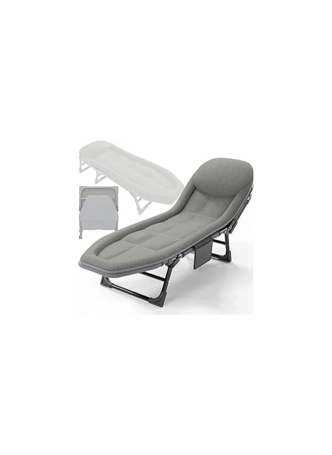 Generic Premium Folding Bed Senior, Single Bed Sized Office Lounge Chair and Bed for Nap, Portable and Accompanying Simple Military Bed Design Measuring 200x64x32cm in Light Gray, Ideal for Office or Home Use  - Image 5
