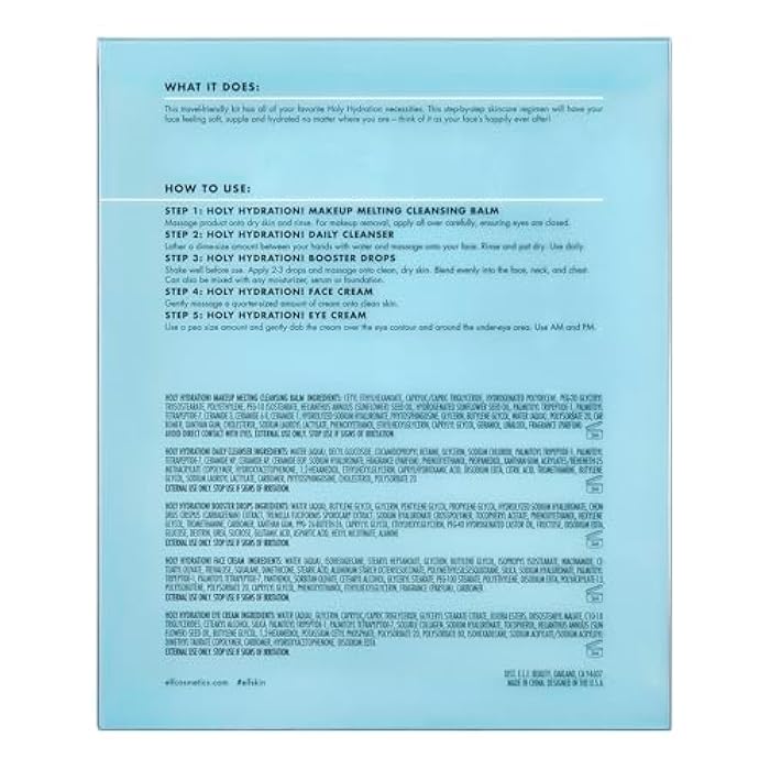 elf e.l.f. SKIN Holy Hydration! Hydrated Ever After Skincare Mini Kit, Cleanser, Makeup Remover, Moisturizer & Eye Cream For Hydrating Skin, Airplane-Friendly Sizes - Image 5