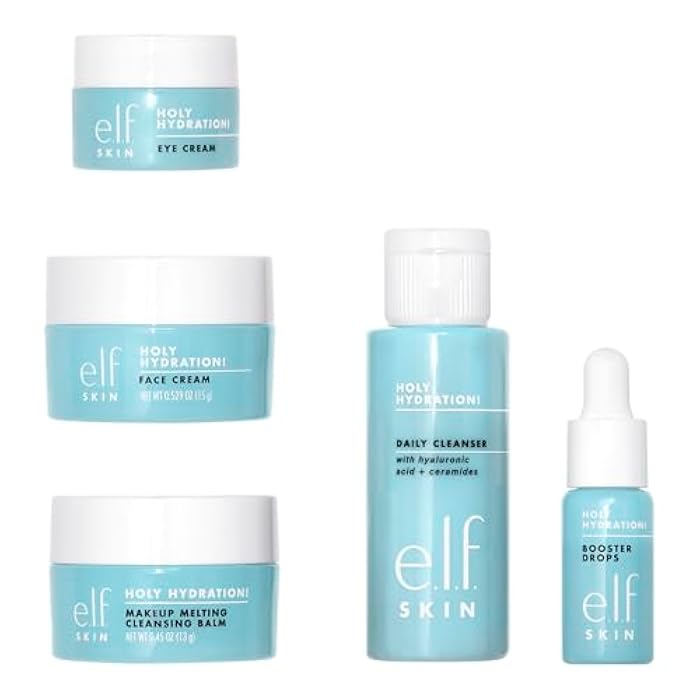 elf e.l.f. SKIN Holy Hydration! Hydrated Ever After Skincare Mini Kit, Cleanser, Makeup Remover, Moisturizer & Eye Cream For Hydrating Skin, Airplane-Friendly Sizes - Image 4