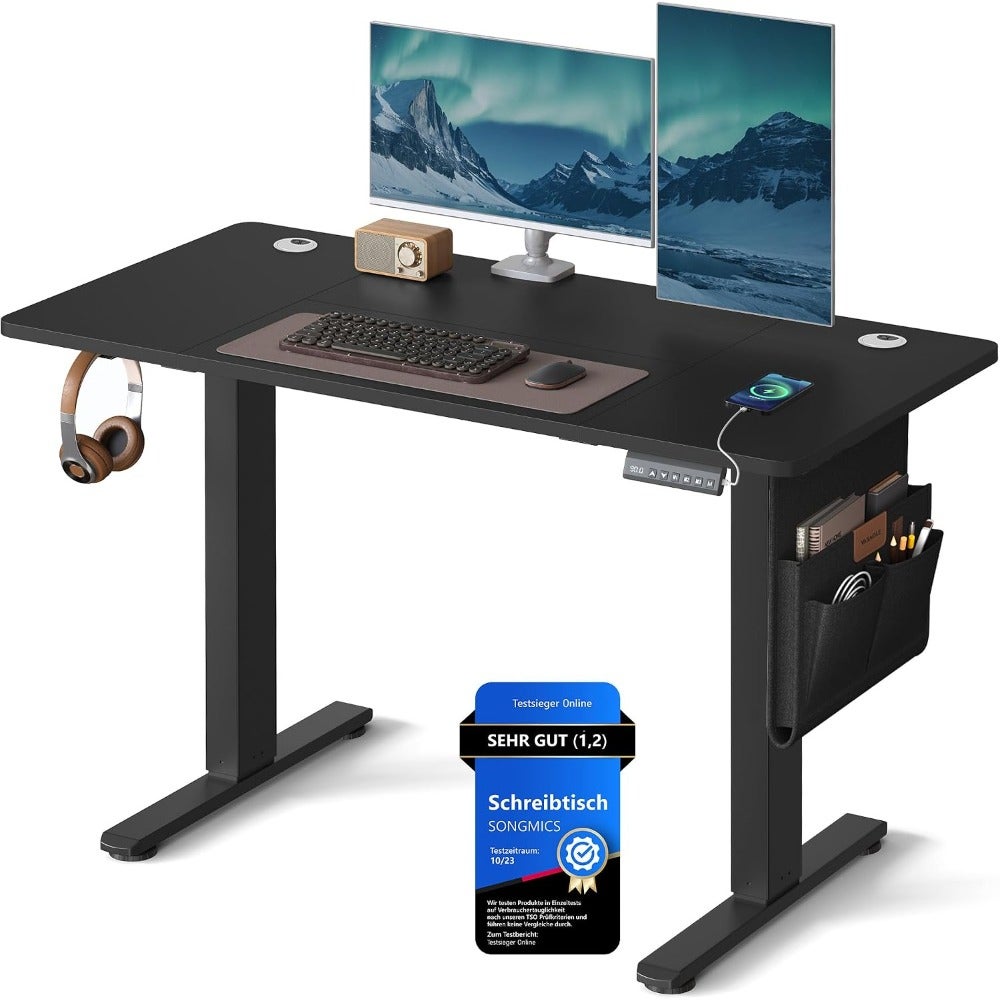 Electric Standing Desk Height Adjustable Desk 60 x 120 x 72120 cm 4 Memory Heights Storage Pocket For Home Office Study LSD132B02