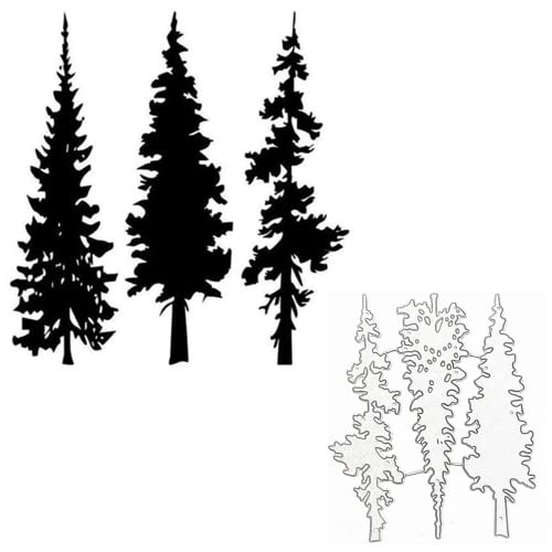hinana 3pcs Christmas Tree Metal Die Cuts,Pine Tree Plant Frame - Image 1