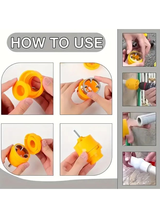 1 Set Steel Pipe Threading Tool Kit With 3 Durable Metal Molds For Home Plumbing Repair - Image 4