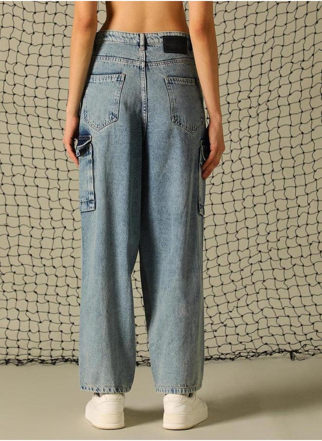 Hubberholme Hubberholme High Rise Mid Wash Carrot Fit Jeans  - Image 3
