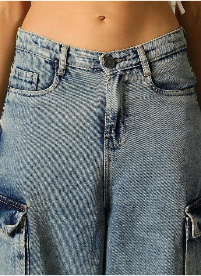 Hubberholme Hubberholme High Rise Mid Wash Carrot Fit Jeans  - Image 4