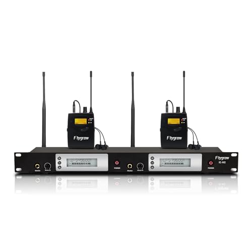 Flygrow UHF Dual Wireless in-Ear Monitor System with Earphone, Metal Wireless IEM System, Sturdy Bodypack Receiver, 80 Adjustable Frequencies,164ft Range, Ideal for Stage & Studio (2 Bodypack) - Image 1
