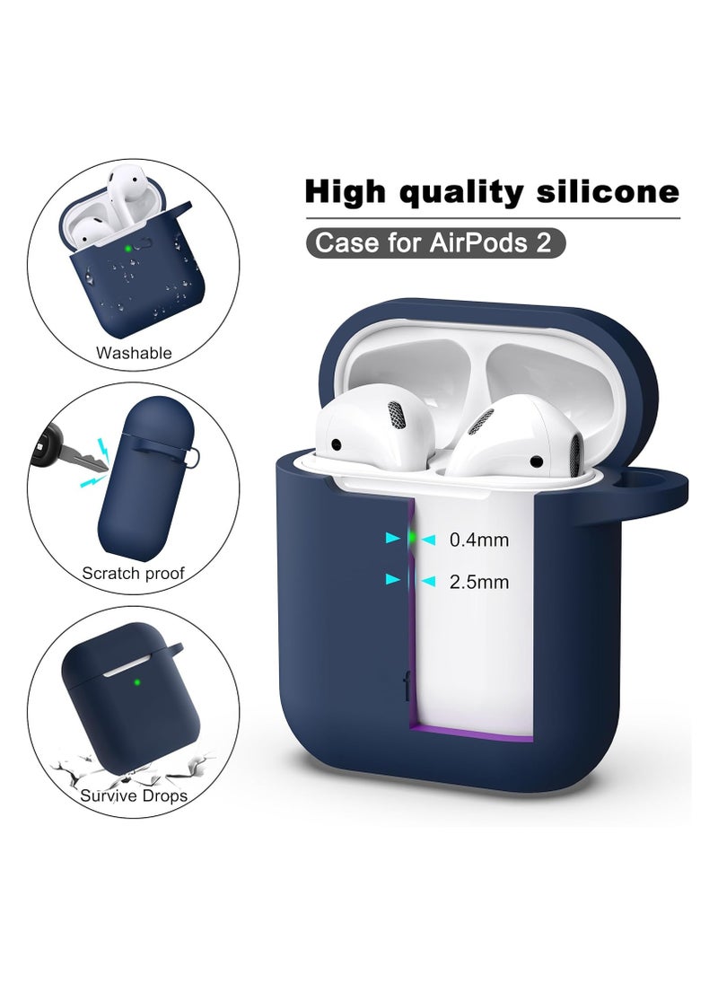 Generic - Soft Silicone Protective Cover with Cleaning kit for Apple AirPods 2nd Charging Case, Front LED Visible-Blue - Image 1