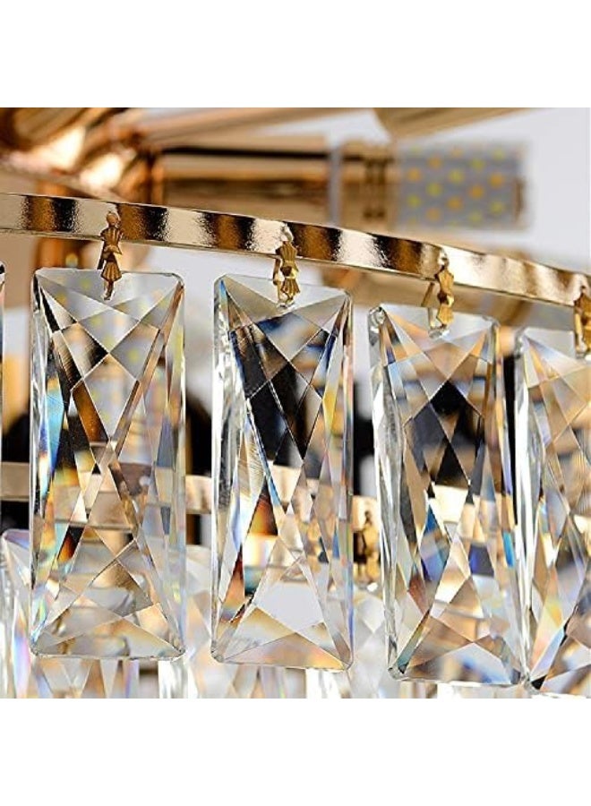 Round K9 Crystal Chandelier | Modern Chandelier Light Fixture For Hallway, Living Room, Hotel & 500Mm Black Gold Chandelier - Modern Living Room Jhumar With K9 Crystal Or 5 Tier Led Light.  - Image 5