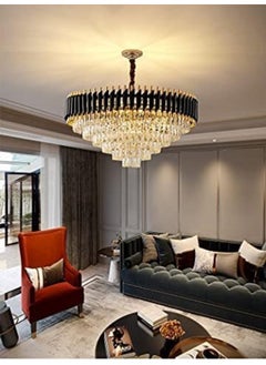 Round K9 Crystal Chandelier | Modern Chandelier Light Fixture For Hallway, Living Room, Hotel & 500Mm Black Gold Chandelier - Modern Living Room Jhumar With K9 Crystal Or 5 Tier Led Light. - pzsku/Z3A21D18C3778B4C29C6BZ/45/_/1722968745/9ded353d-e5e7-4063-9040-26932f936c4a